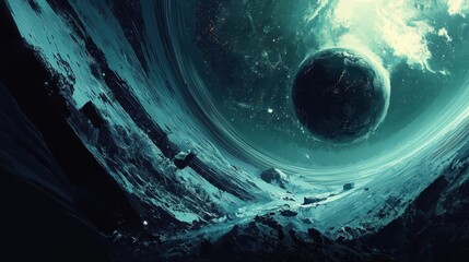 Wall Mural - a planetary vista reveals a celestial body in outer space