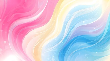 Wall Mural - Abstract painting displaying curved multicolored waves from left to right