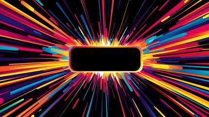 Wall Mural - multicolored abstract explosion with dark rectangular frame in center