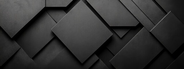 Wall Mural - trendy black background with abstract shapes for design, featuring white space in the center for tex