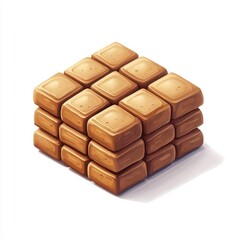 Wall Mural - Wooden Block Puzzle Cube: Isometric Game Design Illustration