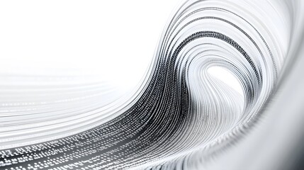 Wall Mural - an abstract monochromatic rendering of flowing lines with pixelated patterns