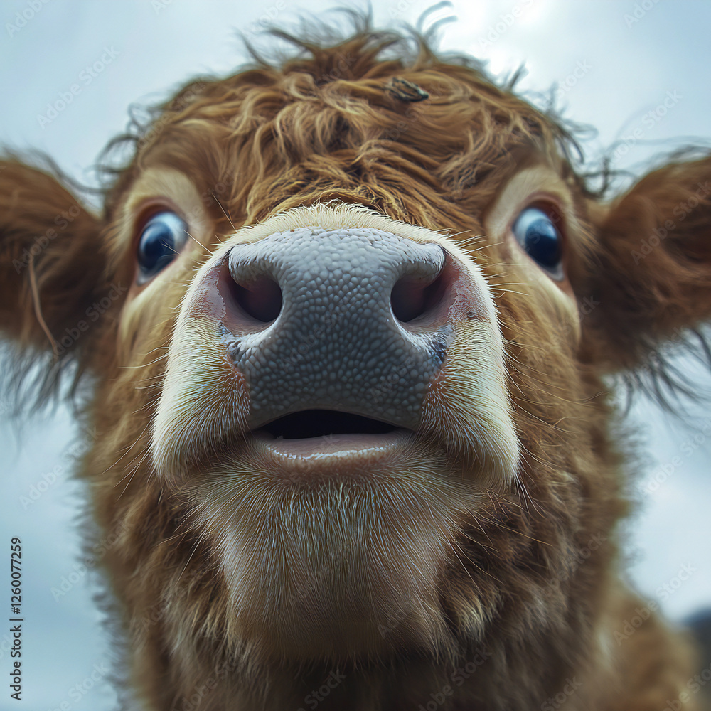 Shocked funny cow close up meme face Stock Photo | Adobe Stock