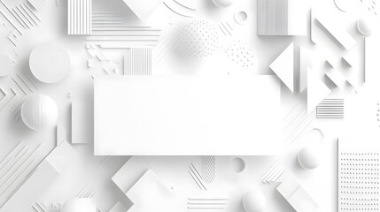 Wall Mural - white geometric shapes composition with rectangle in central area