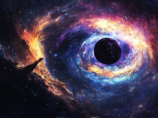 Wall Mural - Black hole cosmic swirl, nebula background, space exploration, science fiction art