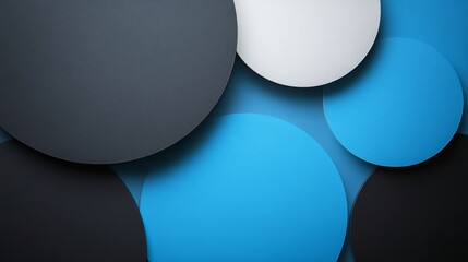 Wall Mural - Symmetrical Shapes and Forms on Blue Background with White Center Space for Text. Abstract Minimalist Wallpaper for Simple and Geometric Modern Design.