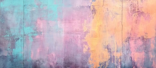 Poster - Pastel textured abstract wall featuring soft hues of turquoise, pink, and peach, creating a calm and inviting atmosphere.