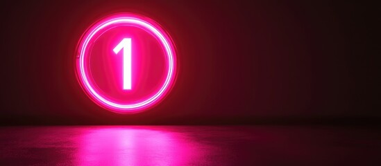 Aufkleber - Vibrant pink neon light displaying the number one against a dark background symbolizing anticipation for tomorrow's arrival.