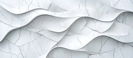Poster - White textured abstract waves with subtle cracks, layered and flowing diagonally across the image to create a soft, elegant backdrop.