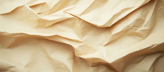 Poster - Beige crumpled kraft paper texture with subtle shadows creating depth, featuring an abstract background in soft, warm tones for versatile design use.