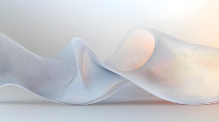 Wall Mural - soft flowing white mesh abstract shape with subtle lighting