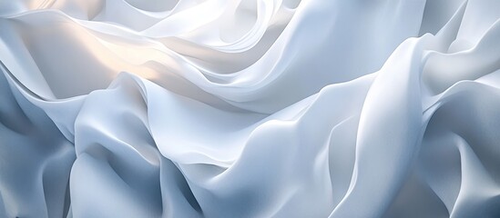 Leinwandbilder - Elegant white satin fabric with soft folds and subtle sheen, creating a luxurious abstract background with a delicate light reflection.