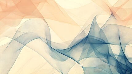 Wall Mural - Abstract lines in blue and peach flow smoothly together