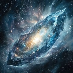 Wall Mural - cosmic crystal reveals the shining galaxy inside its heart