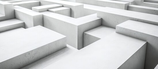 Fototapete - Structured abstract design featuring intersecting white and grey lines in a three-dimensional layout creating depth and visual organization.