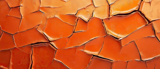 Aufkleber - Cracked orange clay texture background featuring various shades of burnt sienna arranged in a layered pattern. Perfect for design projects.