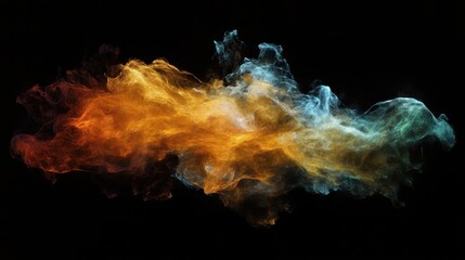 Wall Mural - Abstract rendering displays vibrant orange and blue smoke particles