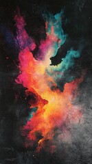 Wall Mural - Abstract cosmic cloud explosion with vibrant colors against darkness