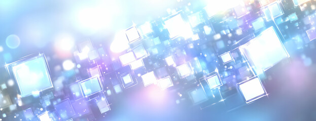 Glowing squares stream, digital background, website design