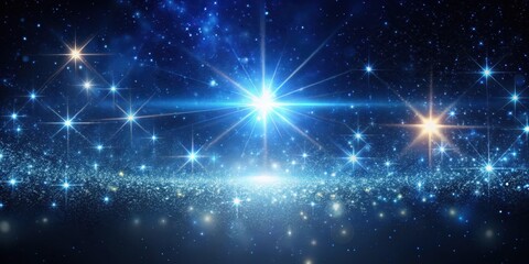 Wall Mural - cosmic sparkles in a dark blue space, starry night, shine, starry night, shine, cosmos, stars
