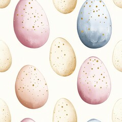 Wall Mural - A pattern of eggs with gold spots on them