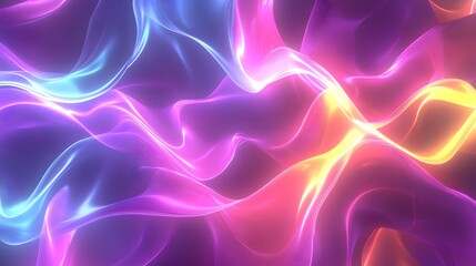 Wall Mural - Abstract flowing fabric waves in vibrant neon colors