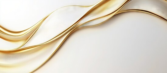 Leinwandbilder - Elegant golden wave lines gracefully flowing across a soft white background creating a luxurious and sophisticated design element.