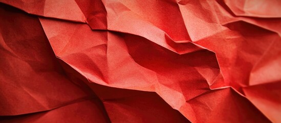 Leinwandbilder - Textured red handmade paper background with intricate folds, showcasing traditional Japanese craft techniques for artistic and creative projects.