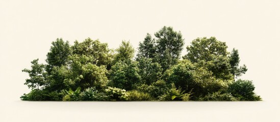 Aufkleber - Lush green summer foliage on transparent background featuring various tree sizes and shapes with vibrant shades of green for graphic design use