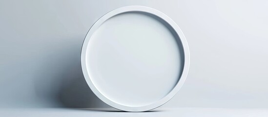 Aufkleber - Empty round frame in white positioned centrally against a soft gray background creating a minimalistic space for design or decoration.