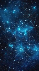 Wall Mural - interconnected lines and dots overlayed on a starry galaxy background