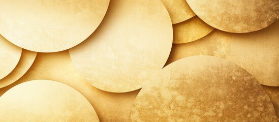 Fototapete - Golden abstract background featuring overlapping circular shapes with a textured surface, creating a layered effect in warm tones.