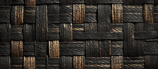 Aufkleber - Textured woven pattern of black and dark brown mulberry paper, showcasing intricate details and a seamless background for versatile design use.