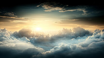 Wall Mural - a breathtaking view of clouds illuminated by a radiant sunrise, creating a serene and ethereal atmos