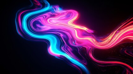 Wall Mural - Abstract vibrant swirls glowing brightly dark background. AI Generated