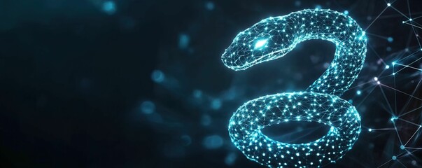 Ransomware snake virus emerges in digital realm cybersecurity threat virtual environment close-up technology concept