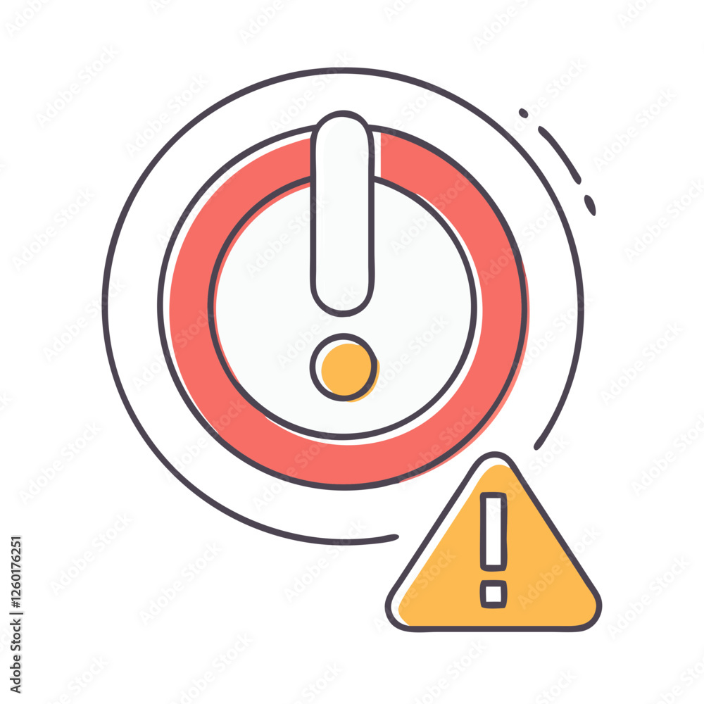 emergency shutdown icon, emergency shutdown vector illustration-simple ...