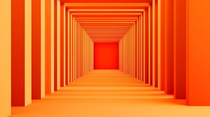 Wall Mural - Endless orange corridor forms a tunnel of rectangular structures