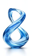 Wall Mural - abstract blue swirling shape, flowing water or smoke design element on white background