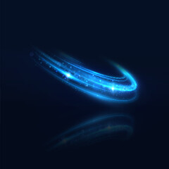 Leinwandbilder - Light effect in the concept of moving smooth curved lines. Glowing blue light swirls in smooth, flowing lines. Vector