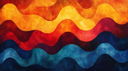 Sticker - Abstract Warm Waves Flowing Watercolor Painting. AI Generated