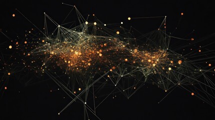 Abstract network connections, glowing nodes, dark background, technology concept