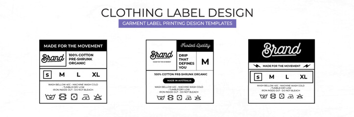 Wall Mural - Set of Clothing label printed templates design