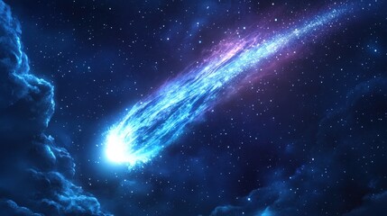 Wall Mural - Meteor Shower. Stunning Illustration of Meteor in Starry Night Sky
