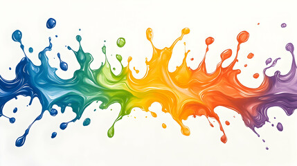 Canvas Print - Colorful paint splash art on white background, design element for creative uses