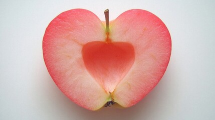 Wall Mural - Heart Shaped Slice of Red Apple on White Background Symbolizing Love and Freshness