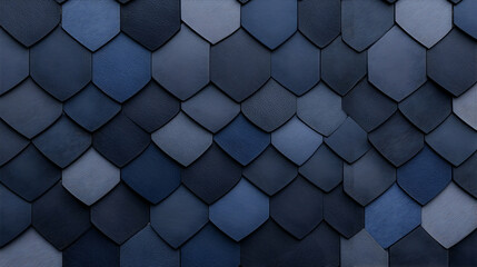 Wall Mural - Blue hexagonal tiles adorn a textured wall background. Building concept