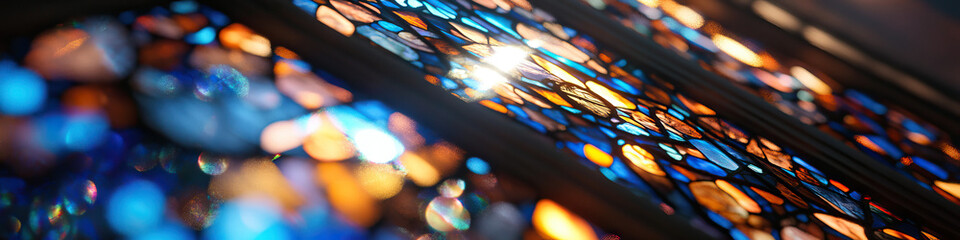 Wall Mural - Stained Glass Panel with Bokeh Effect