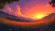 © Fenny - Vibrant sunset over rolling hills and wildflowers