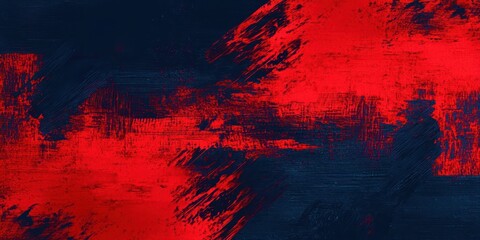 Poster - Red and blue painting with a lot of brush strokes